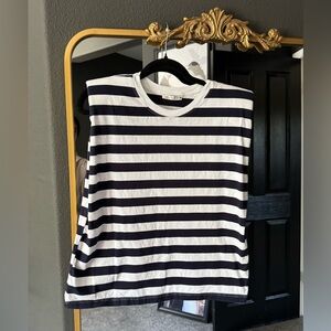 Zara Navy and White Striped Muscle Tee